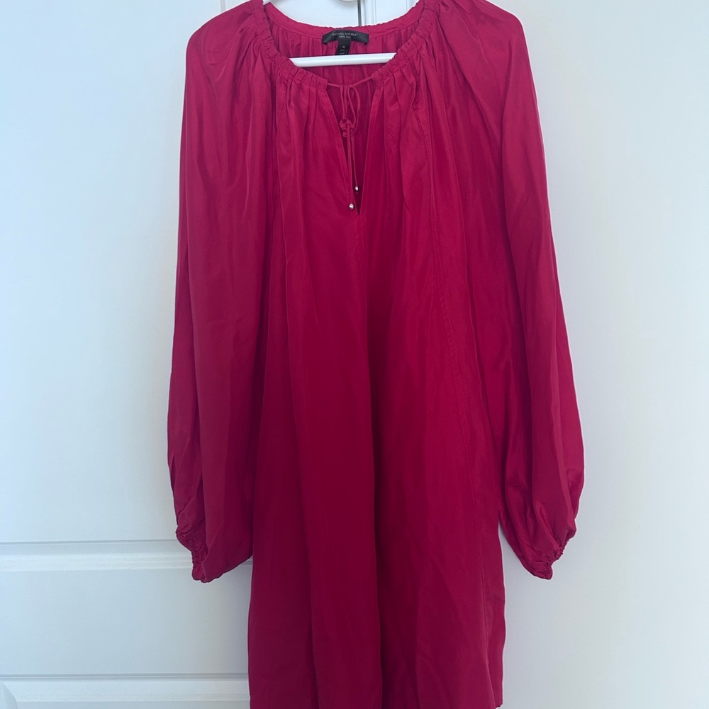 Silk Red Long Sleeve Dress